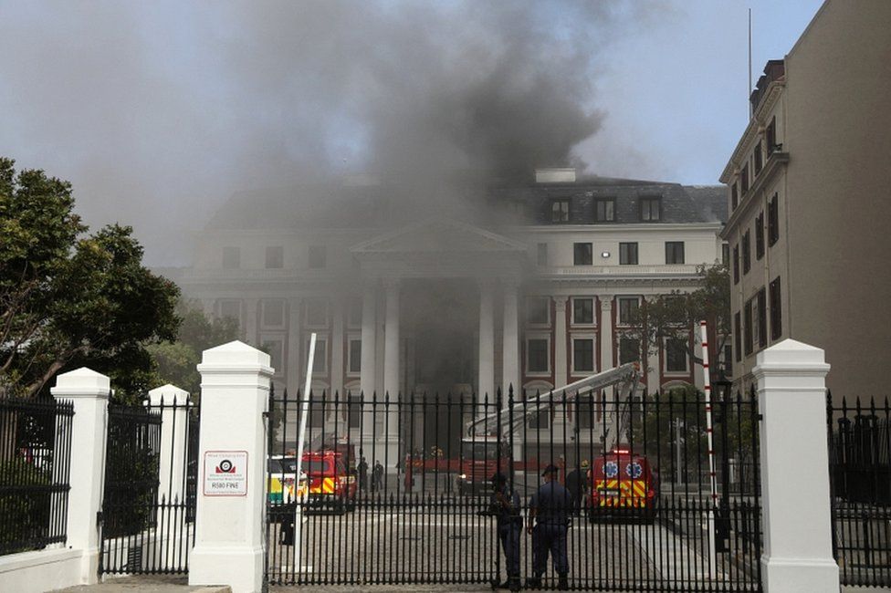 Fire breaks out at South Africa’s parliament.
