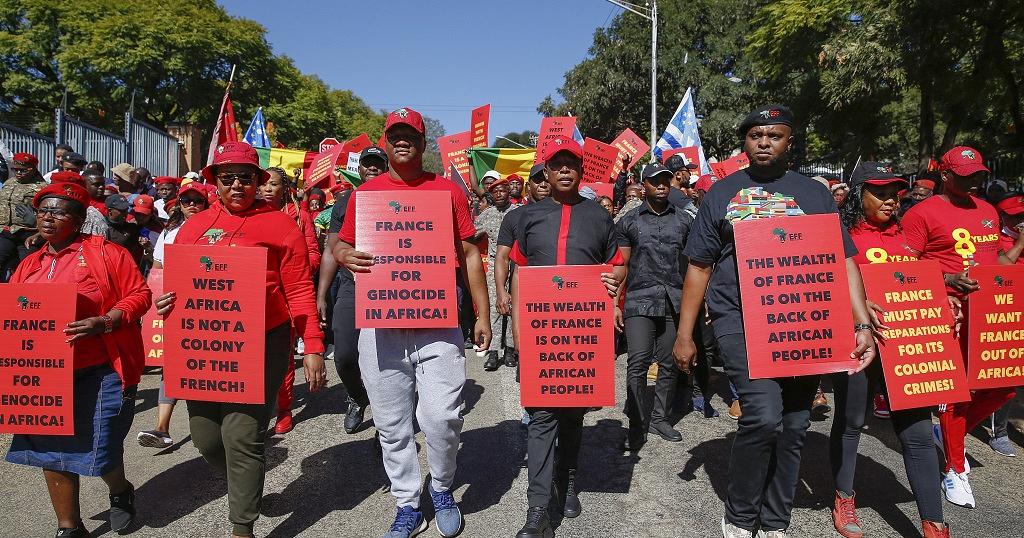 South African protesters march, demanding France to leave Africa